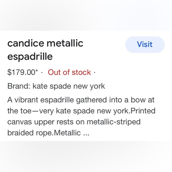 🌸 KATE SPADE 🌸 New York Candice Metallic Espadrille Wedge Sandal … - Picture 9 of 9